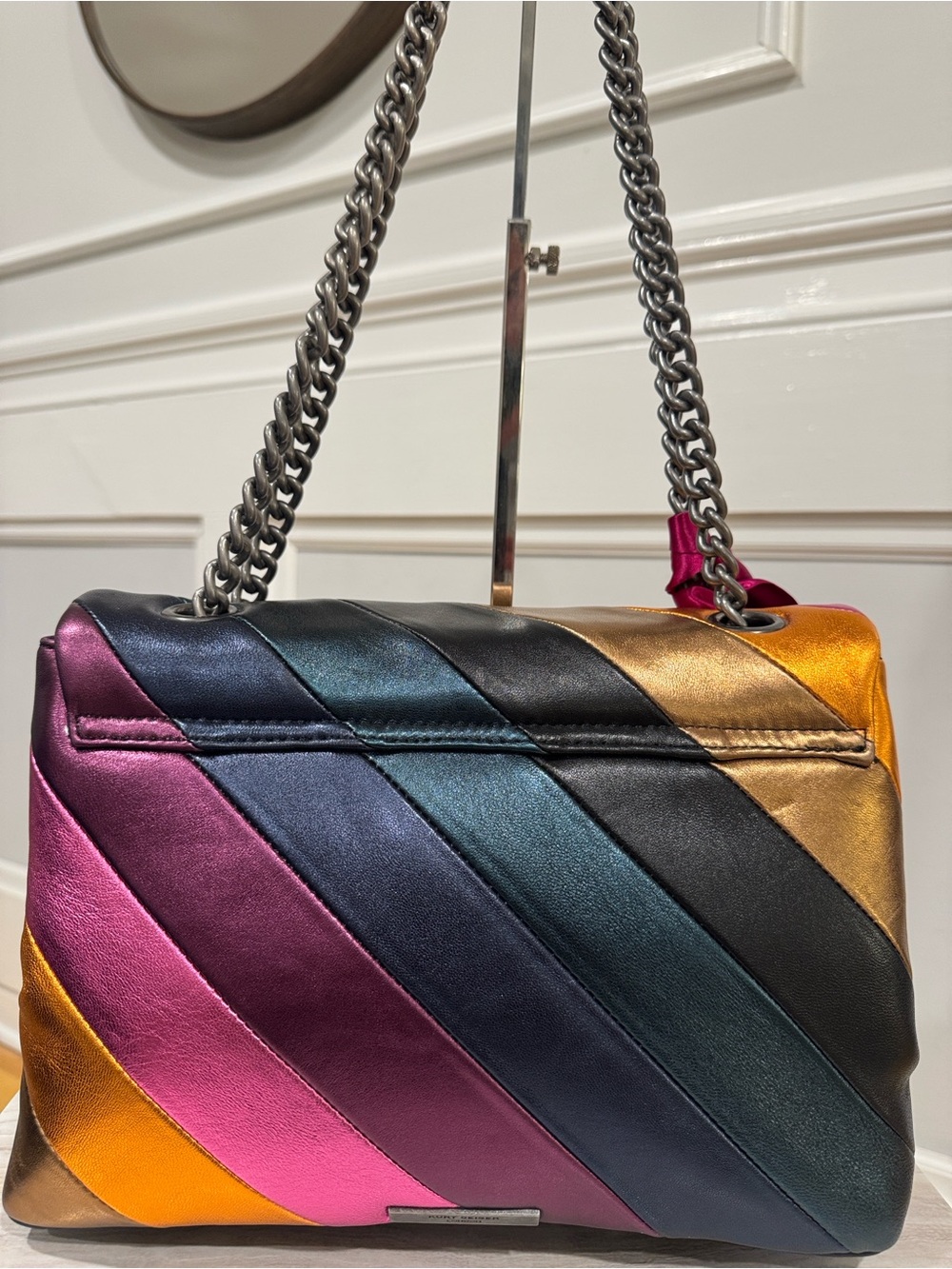 Kurt Geiger Bag Large Kensington Leather Metallic Multicolor Shoulder Bag NWT - Picture 10 of 17